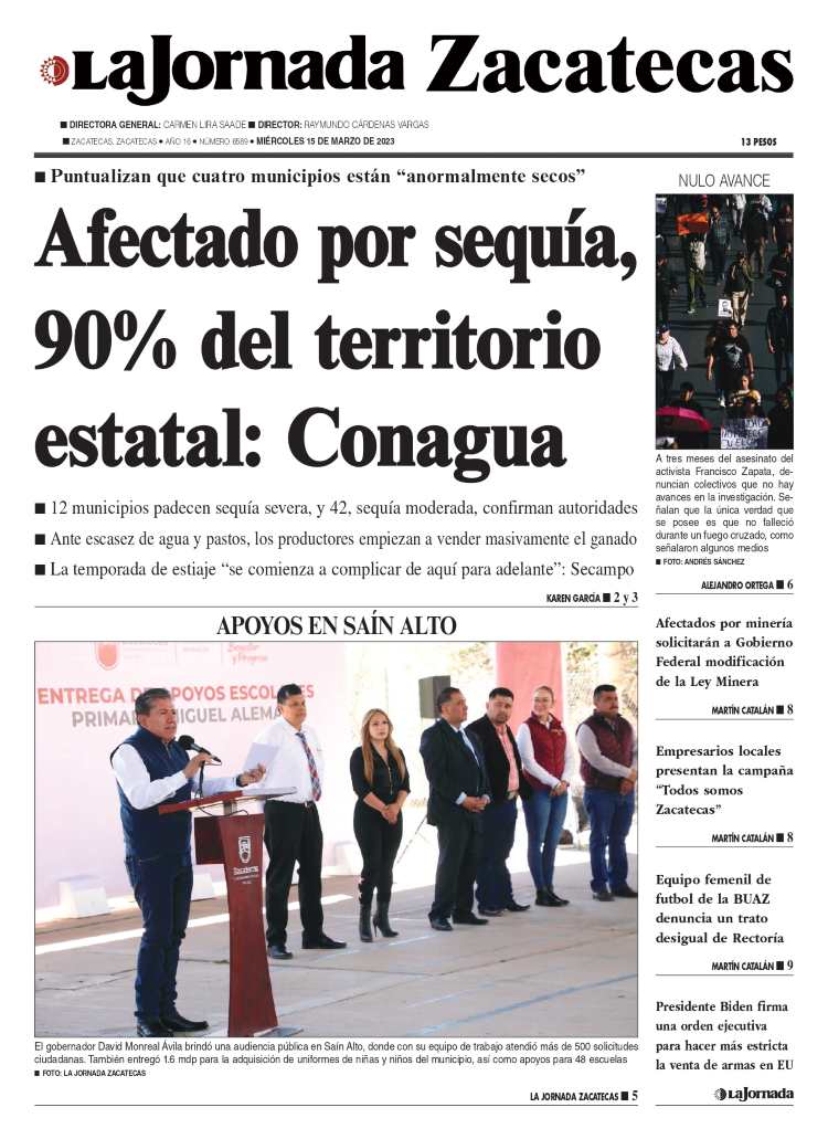 15 de Marzo de 2023 – Afectado por sequía, 90% del territorio estatal: Conagua