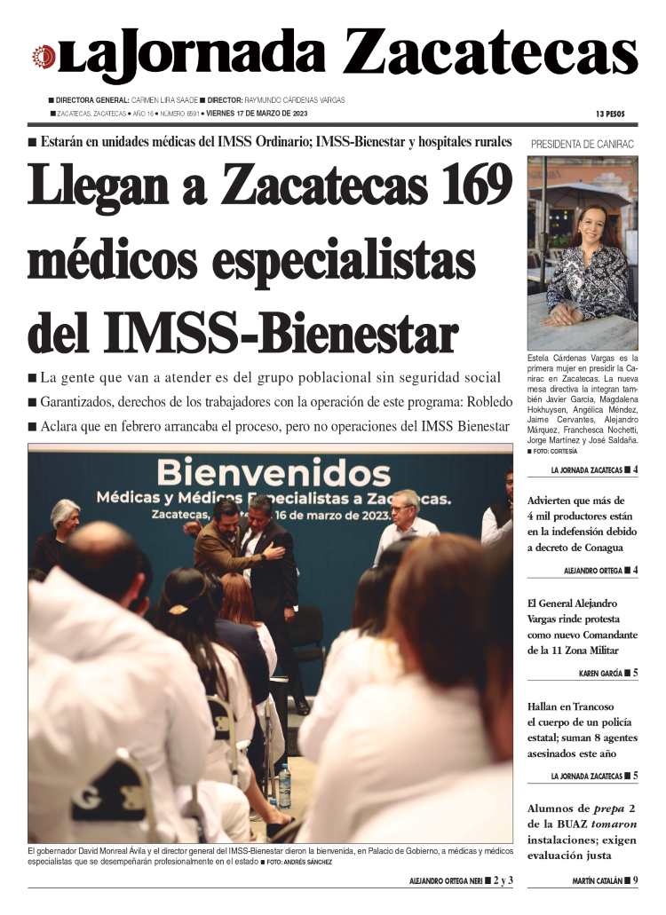 17 de Marzo de 2023 – Llegan a Zacatecas 169 médicos especialistas del IMSS-Bienestar
