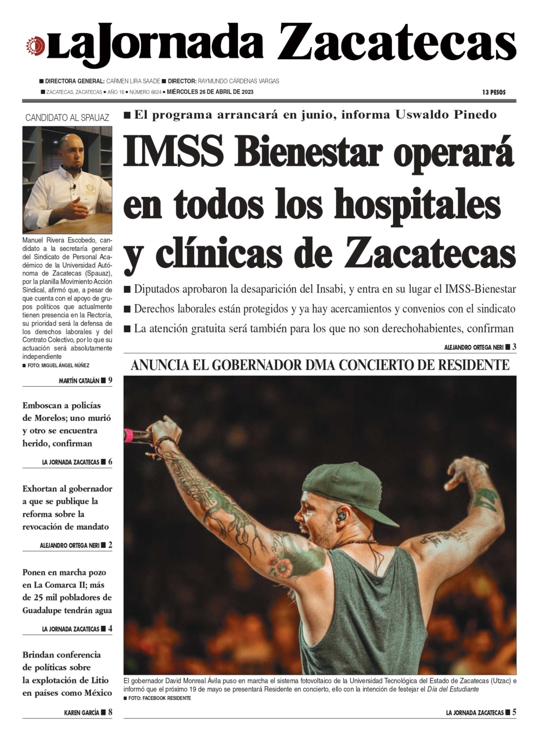 26 de Abril de 2023 – IMSS Bienestar operará en todos los hospitales y clínicas de Zacatecas