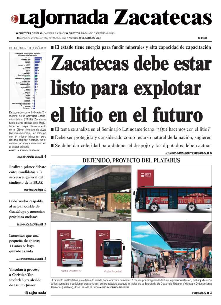 28 de Abril de 2023 – Zacatecas debe estar listo para explotar el litio en el futuro