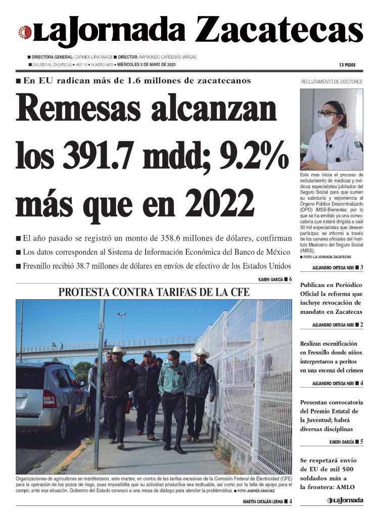 03 de Mayo de 2023 – Remesas alcanzan los 391.7 mdd; 9.2% más que en 2022