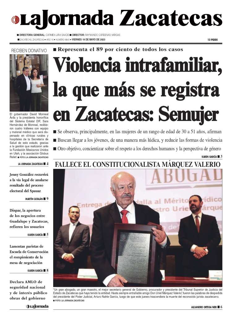 19 de Mayo de 2023 – Violencia intrafamiliar, la que más se registra en Zacatecas: Semujer