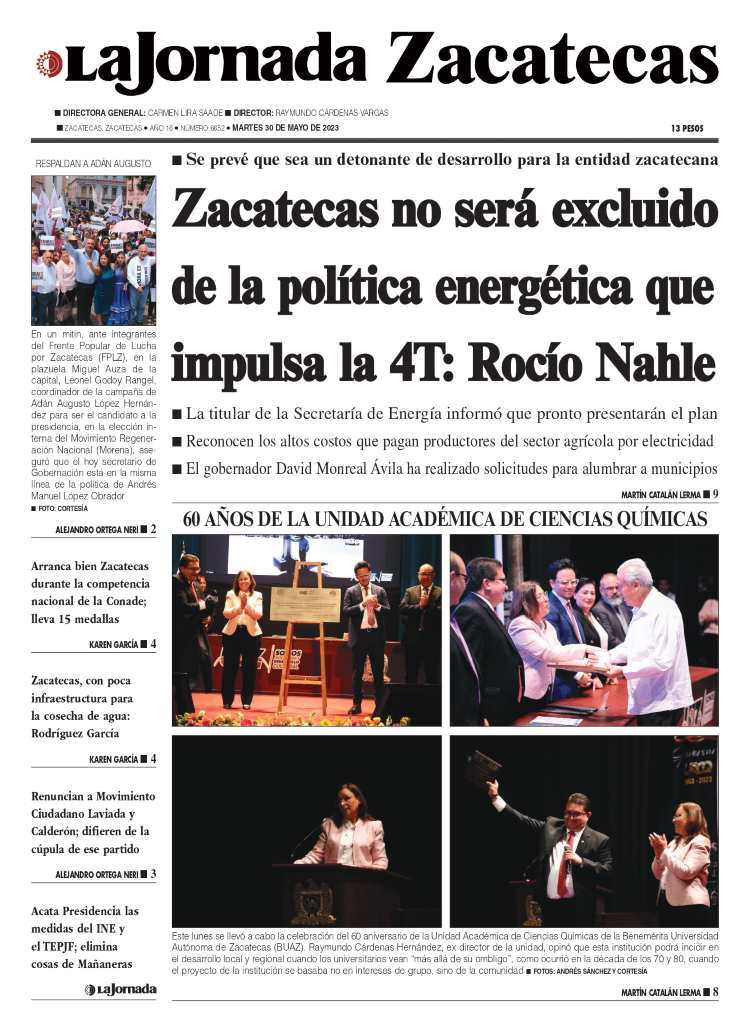 30 de Mayo de 2023 – Zacatecas no será excluido de la política energética que impulsa la 4T: Rocío Nahle