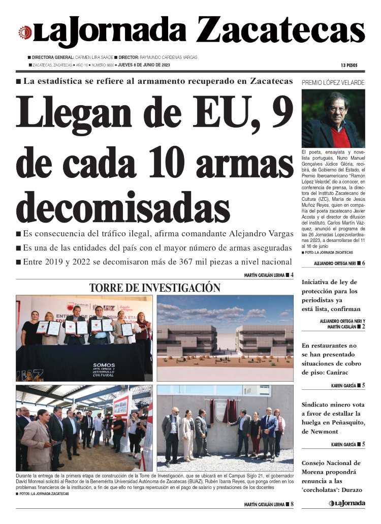 08 de Junio de 2023 – Llegan de EU, 9 de cada 10 armas decomisadas