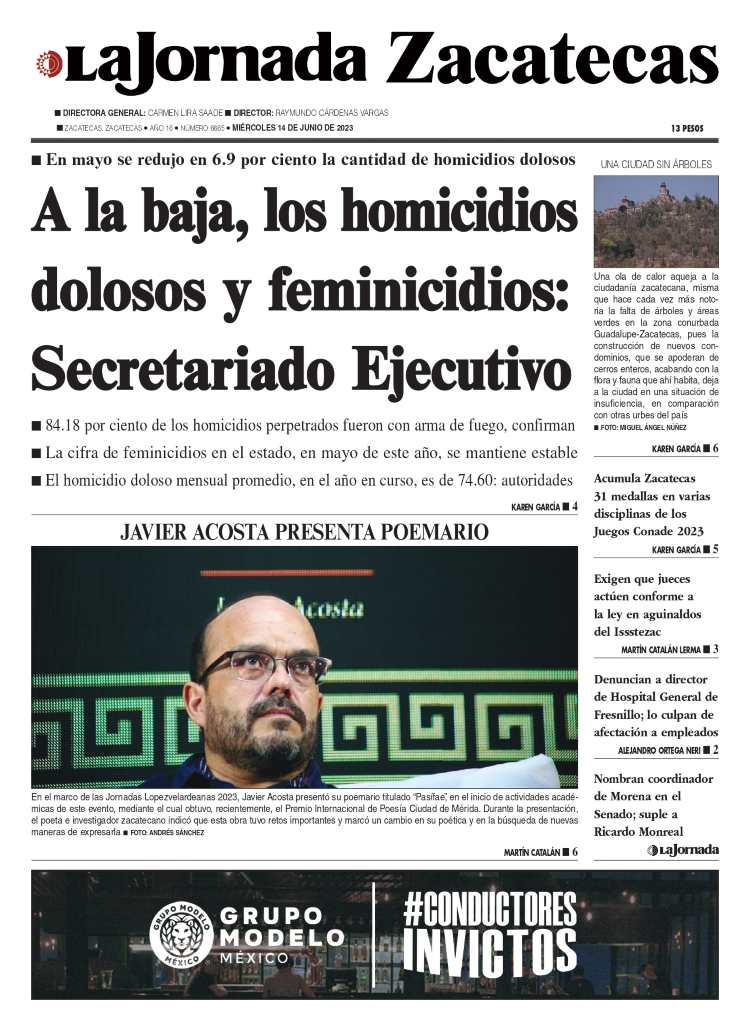 14 de Junio de 2023 – A la baja, los homicidios dolosos y feminicidios: Secretariado Ejecutivo
