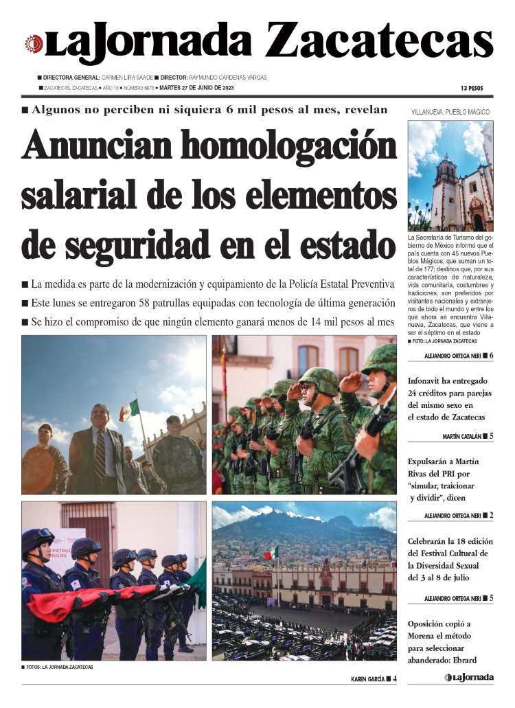 27 de Junio de 2023 – Anuncian homologación salarial de los elementos de seguridad en el estado