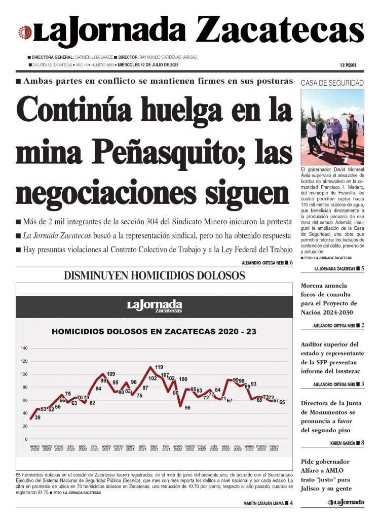 12 de Julio de 2023 – Continúa huelga en la mina Peñasquito; las negociaciones siguen