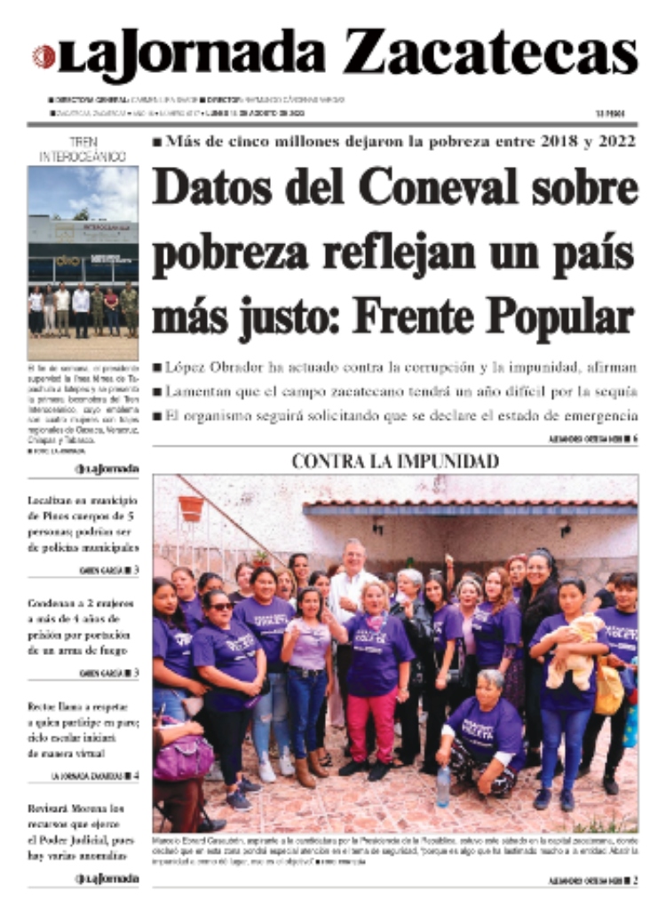 14 de Agosto de 2023 – Datos del Coneval sobre pobreza reflejan un país más justo: Frente Popular