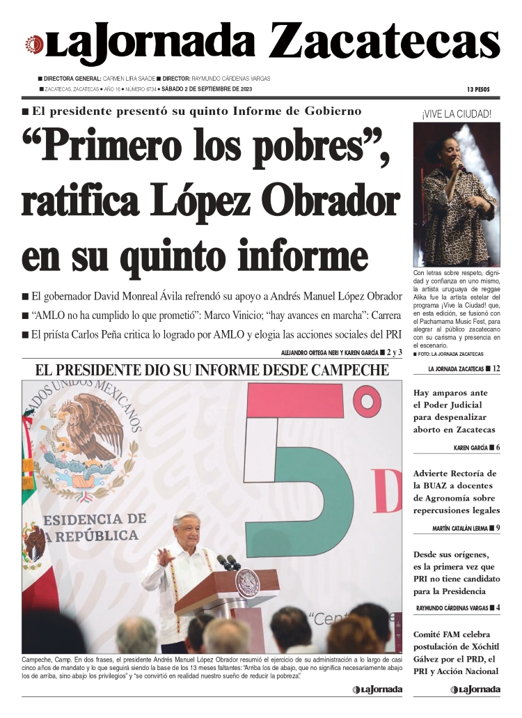 02 de Septiembre de 2023 – “Primero los pobres”, ratifica López Obrador en su quinto informe