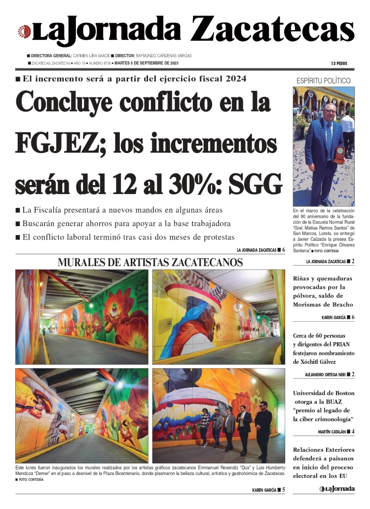 05 de Septiembre de 2023 – Concluye conflicto en la FGJEZ; los incrementos serán del 12 al 30%: SGG
