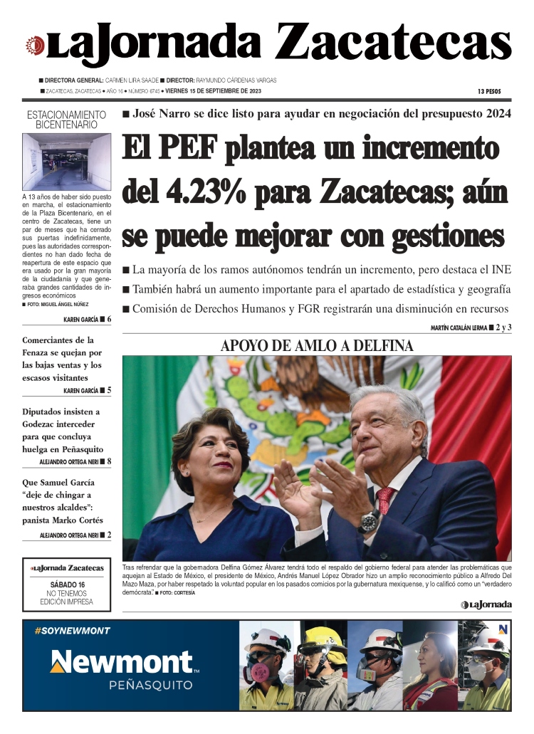 15 de Septiembre de 2023 – El PEF plantea un incremento del 4.23% para Zacatecas; aún se puede mejorar con gestiones