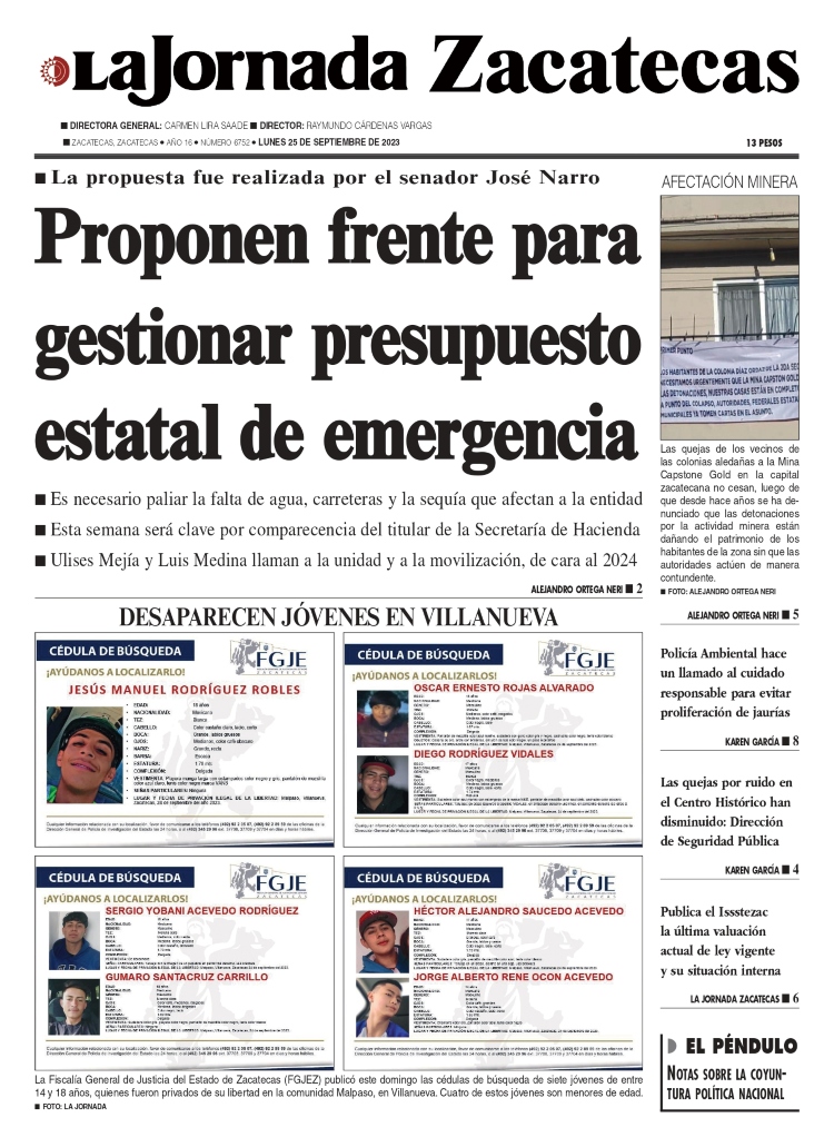 25 de Septiembre de 2023 – Proponen frente para gestionar presupuesto estatal de emergencia