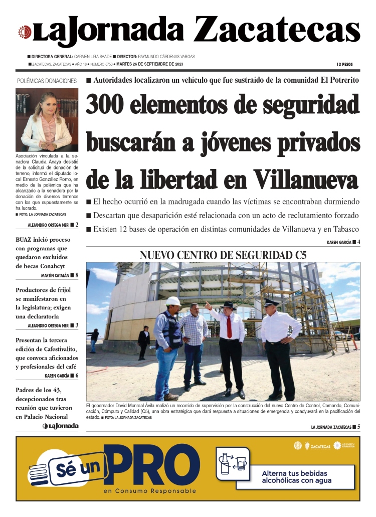 26 de Septiembre de 2023 – 300 elementos de seguridad buscarán a jóvenes privados de la libertad en Villanueva