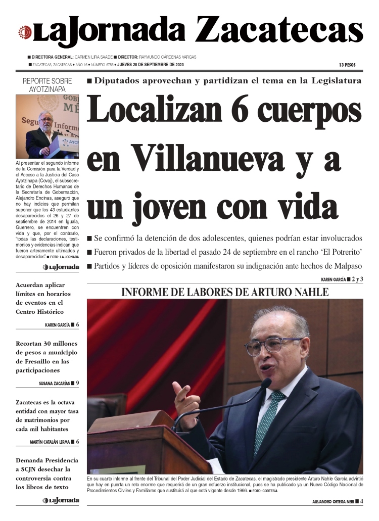 28 de Septiembre de 2023 – Localizan 6 cuerpos en Villanueva y a un joven con vida
