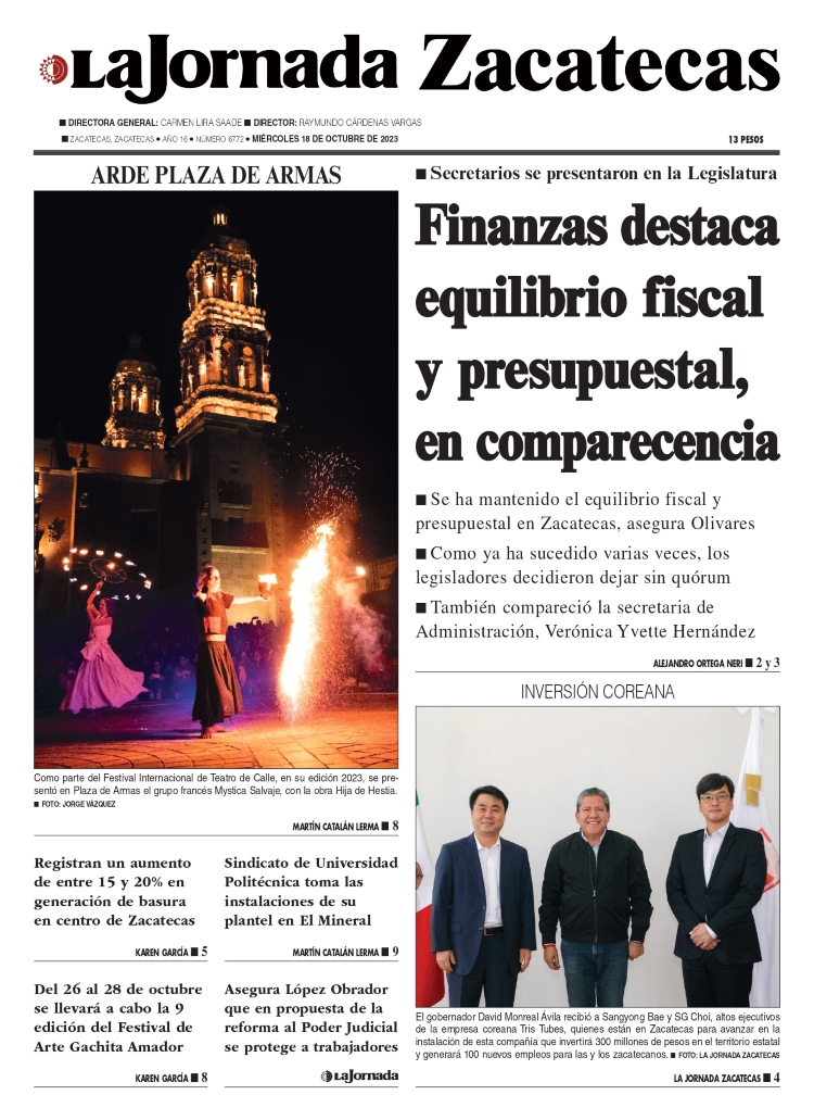 18 de Octubre de 2023 – Finanzas destaca equilibrio fiscal y presupuestal, en comparecencia