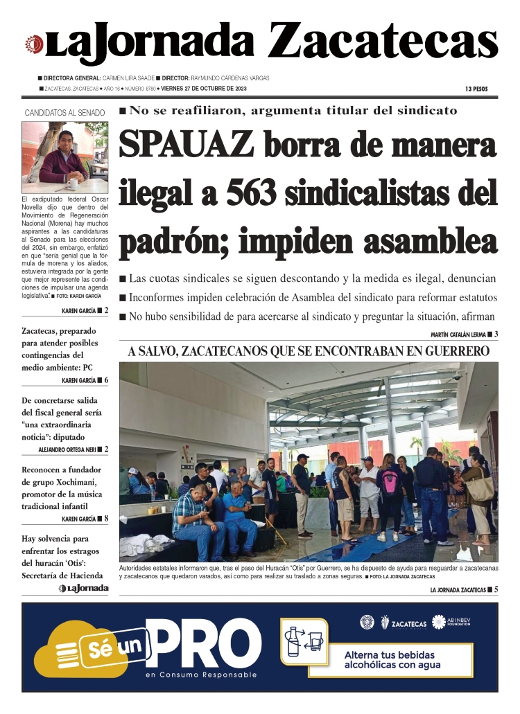 27 de Octubre de 2023 – SPAUAZ borra de manera ilegal a 563 sindicalistas del padrón; impiden asamblea