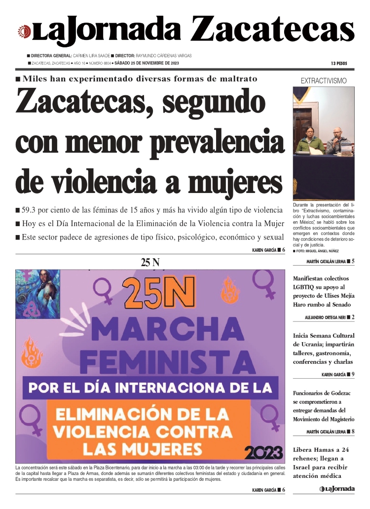 25 de Noviembre de 2023 – Zacatecas, segundo con menor prevalencia de violencia a mujeres