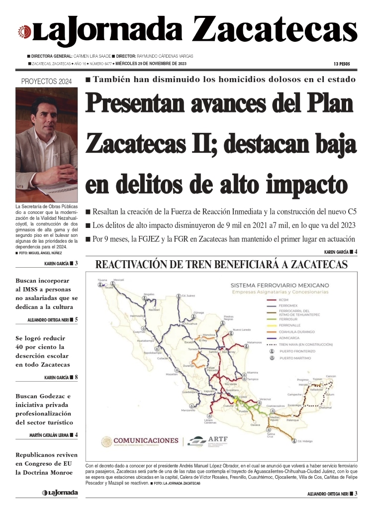 29 de Noviembre de 2023 – Presentan avances del Plan Zacatecas II; destacan baja en delitos de alto impacto