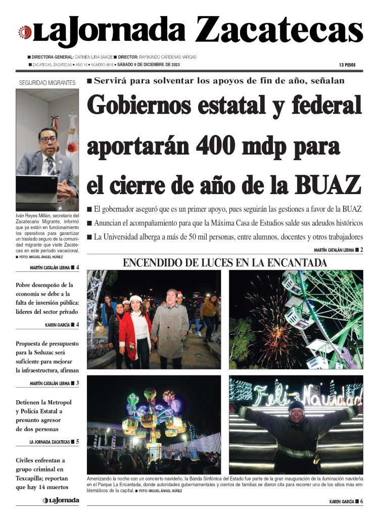 09 de Diciembre de 2023 – Gobiernos estatal y federal aportarán 400 mdp para el cierre de año de la BUAZ