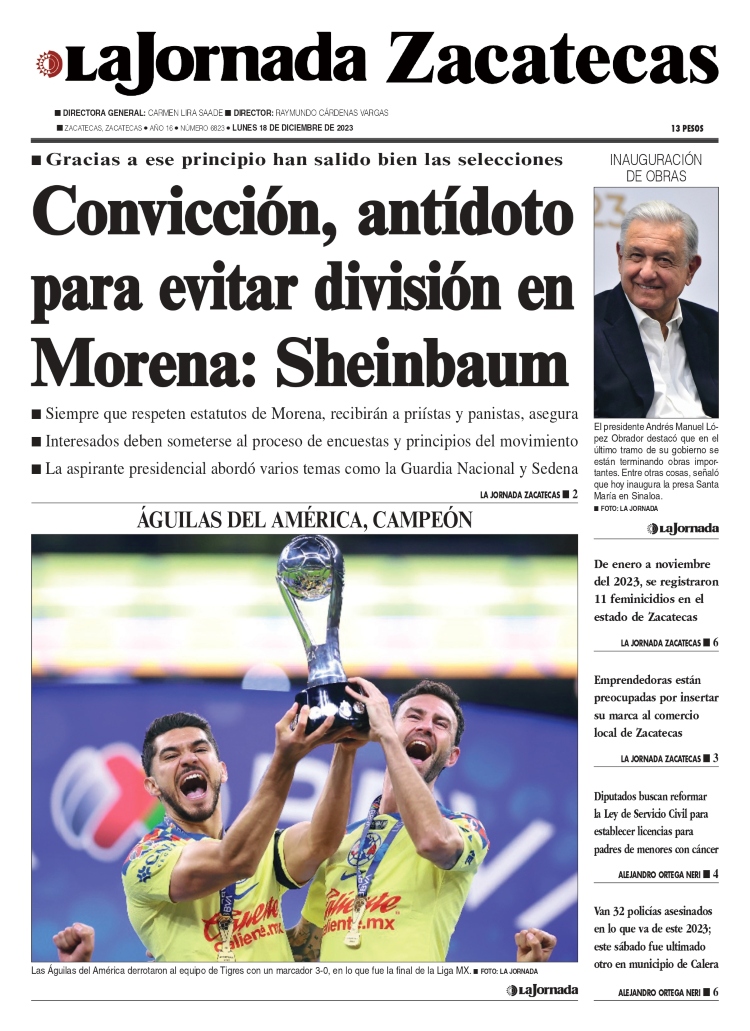 18 de Diciembre de 2023 – Convicción, antídoto para evitar división en Morena: Sheinbaum