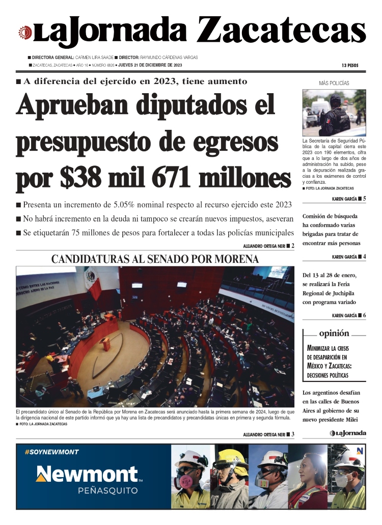 21 de Diciembre de 2023 – Aprueban diputados el presupuesto de egresos por $38 mil 671 millones