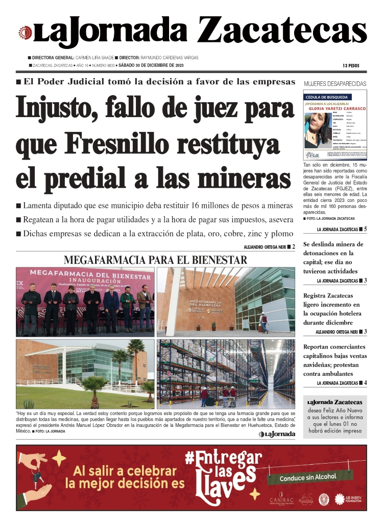 30 de Diciembre de 2023 – Injusto fallo de juez para que Fresnillo restituya el predial a las mineras
