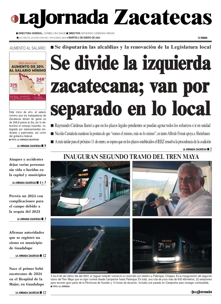 02 de Enero de 2024 – Se divide la izquierda zacatecana; van por separado en lo local