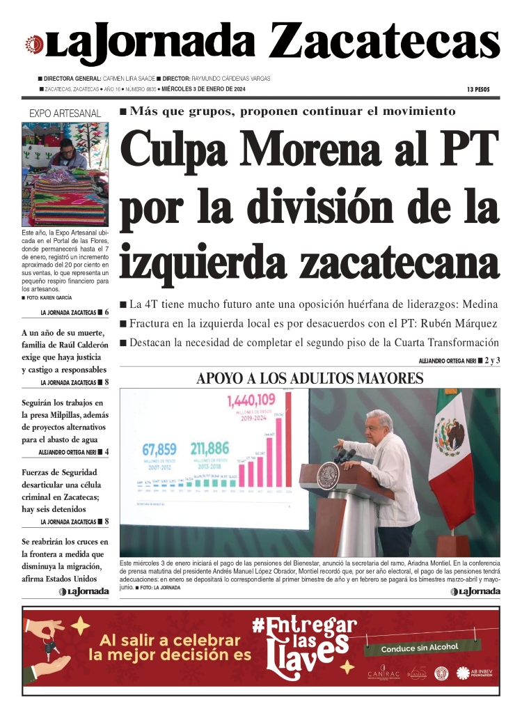 03 de Enero de 2024 – Culpa Morena al PT por la división de la izquierda zacatecana