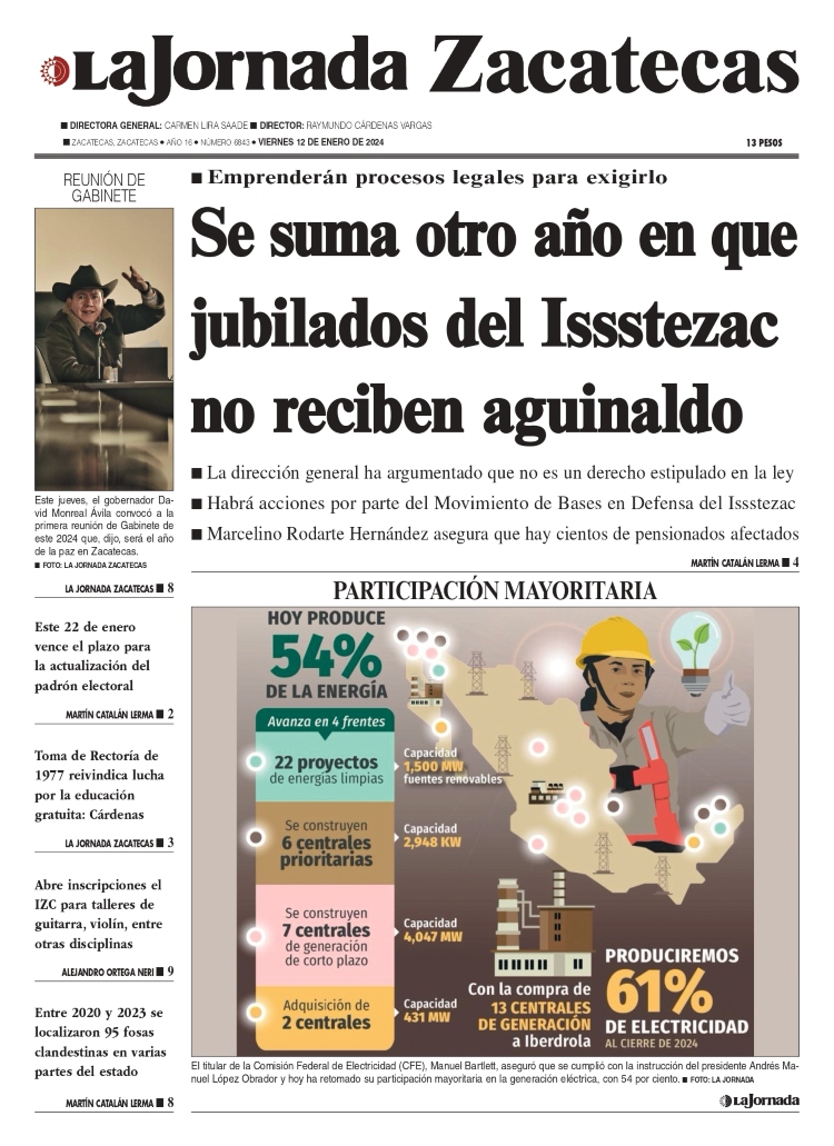 12 de Enero de 2024 – Se suma otro año en que los jubilados del Issstezac no reciben aguinaldo