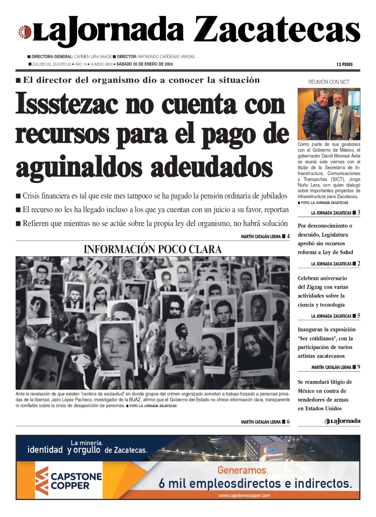 20 de Enero de 2024 – Issstezac no cuenta con recursos para el pago de aguinaldos adeudados