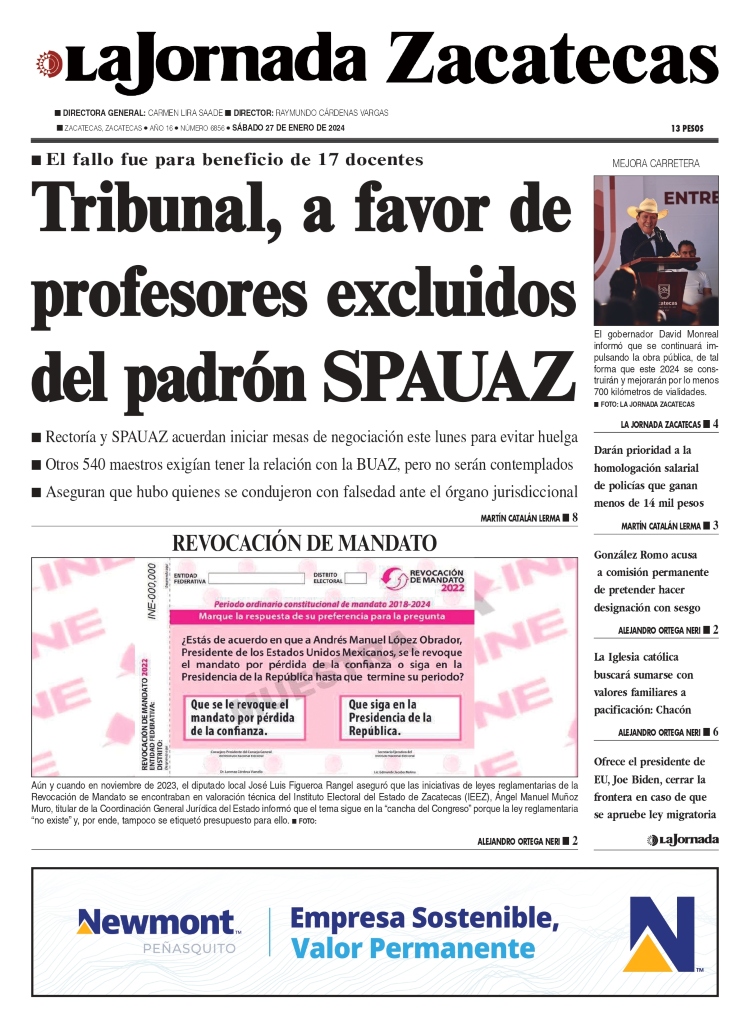 27 de Enero de 2024 – Tribunal, a favor de profesores excluidos del padrón SPAUAZ