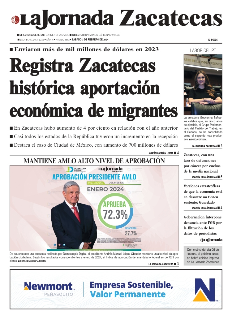 03 de Febrero de 2024 – Registra Zacatecas histórica aportación económica de migrantes