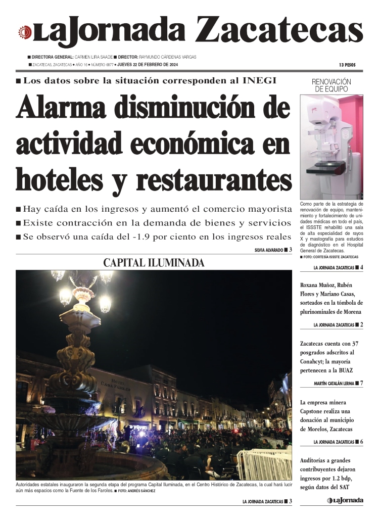 22 de Febrero de 2024 – Alarma disminución de actividad económica en hoteles y restaurantes