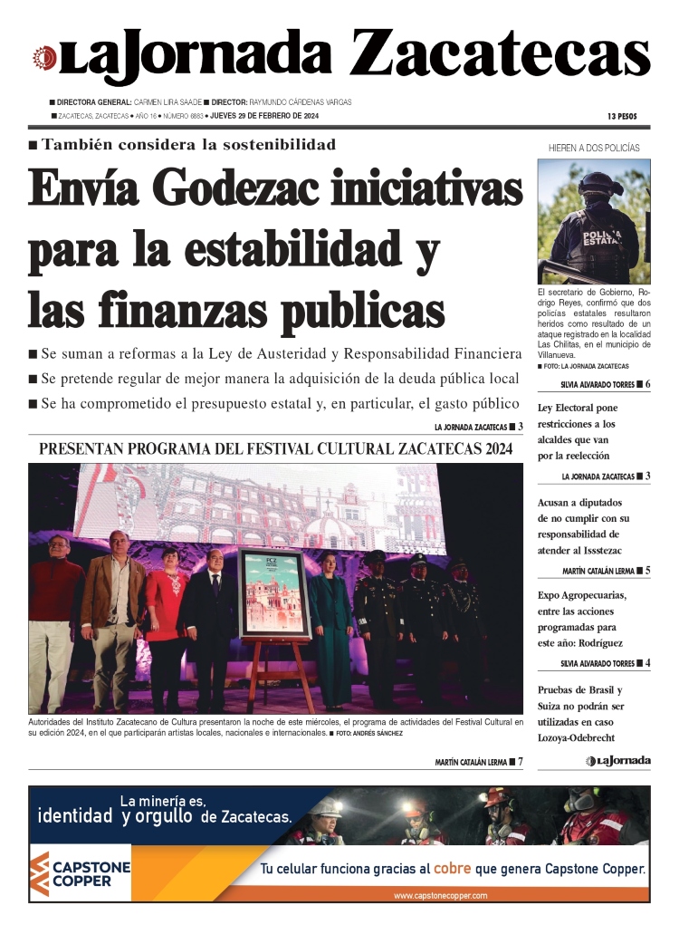 29 de Febrero de 2024 – Envía Godezac iniciativas para la estabilidad y las finanzas publicas