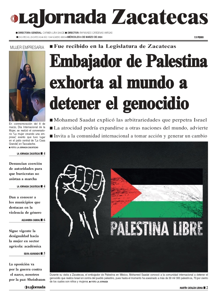 06 de Marzo de 2024 – Embajador de Palestina exhorta al mundo a detener el genocidio