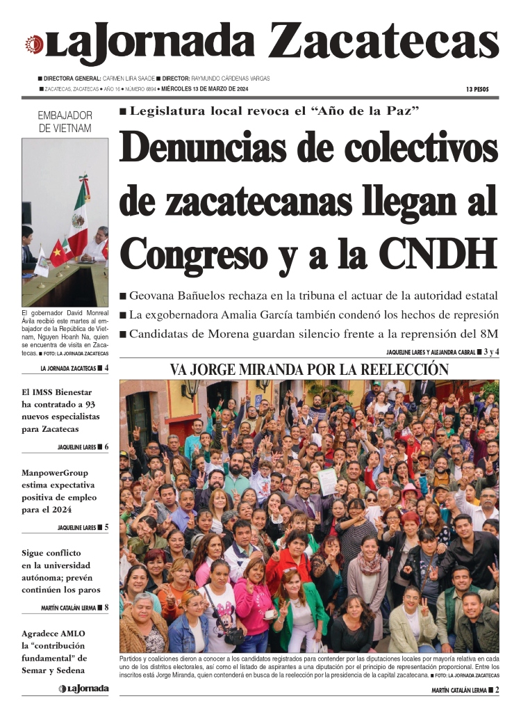 13 de Marzo de 2024 – Denuncias de colectivos de zacatecanas llegan al Congreso y a la CNDH