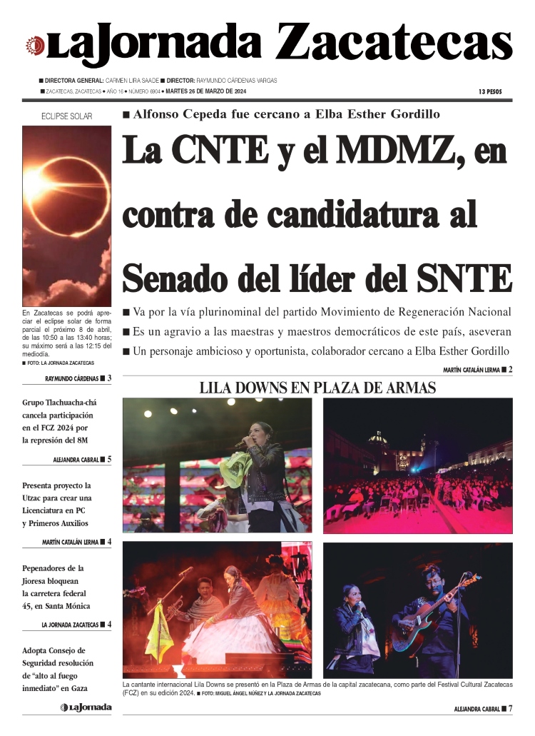 26 de Marzo de 2024 – La CNTE y el MDMZ, en contra de candidatura al Senado del líder del SNTE