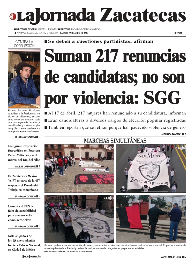 27 de Abril de 2024 – Suman 217 renuncias de candidatas; no son por violencia: SGG