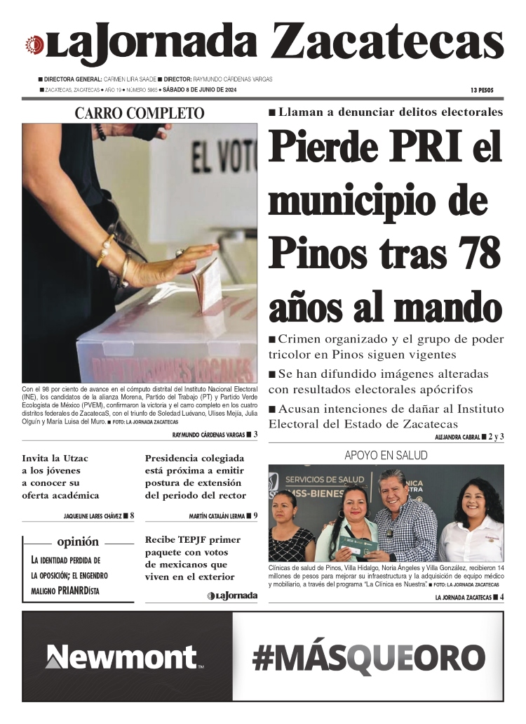 08 de Junio de 2024 – Pierde PRI el municipio de Pinos tras 78 años al mando