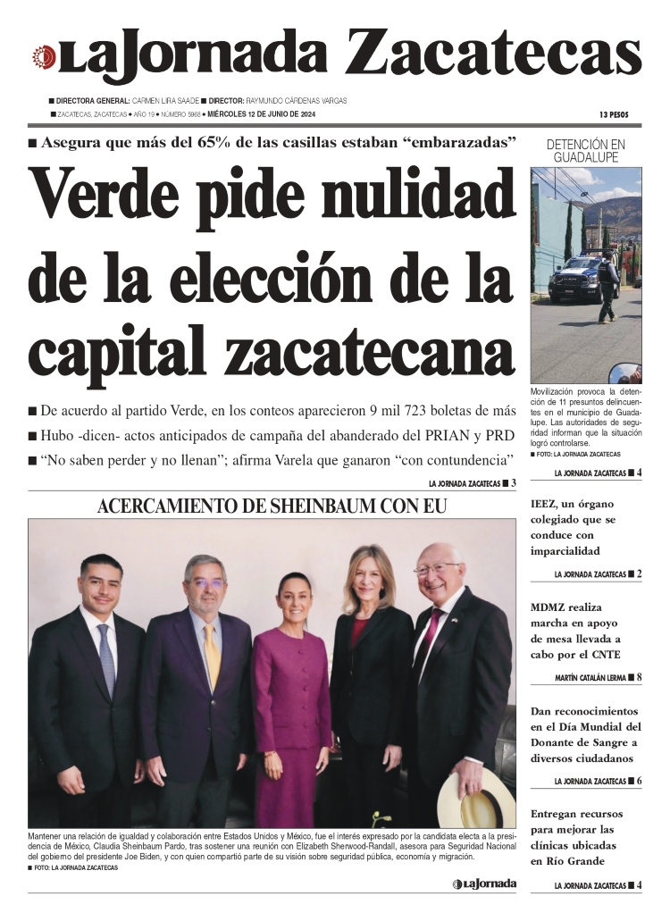 12 de Junio de 2024 – Verde pide nulidad de la elección de la capital zacatecana