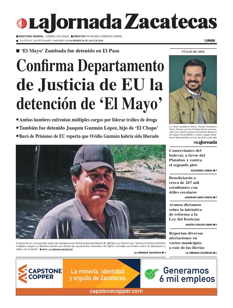 26 de Julio de 2024 – Confirma Departamento de Justicia de EU la detención de ‘El Mayo’
