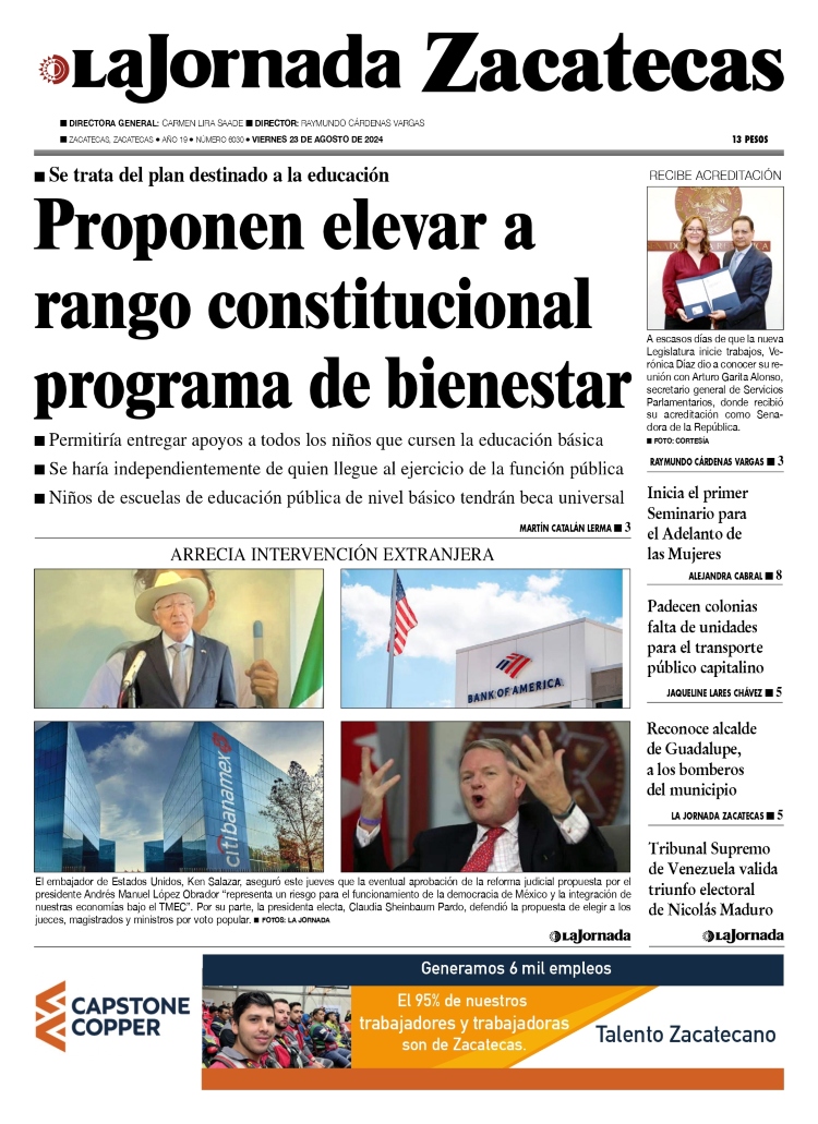 23 de Agosto de 2024 – Proponen elevar a rango constitucional programa de bienestar