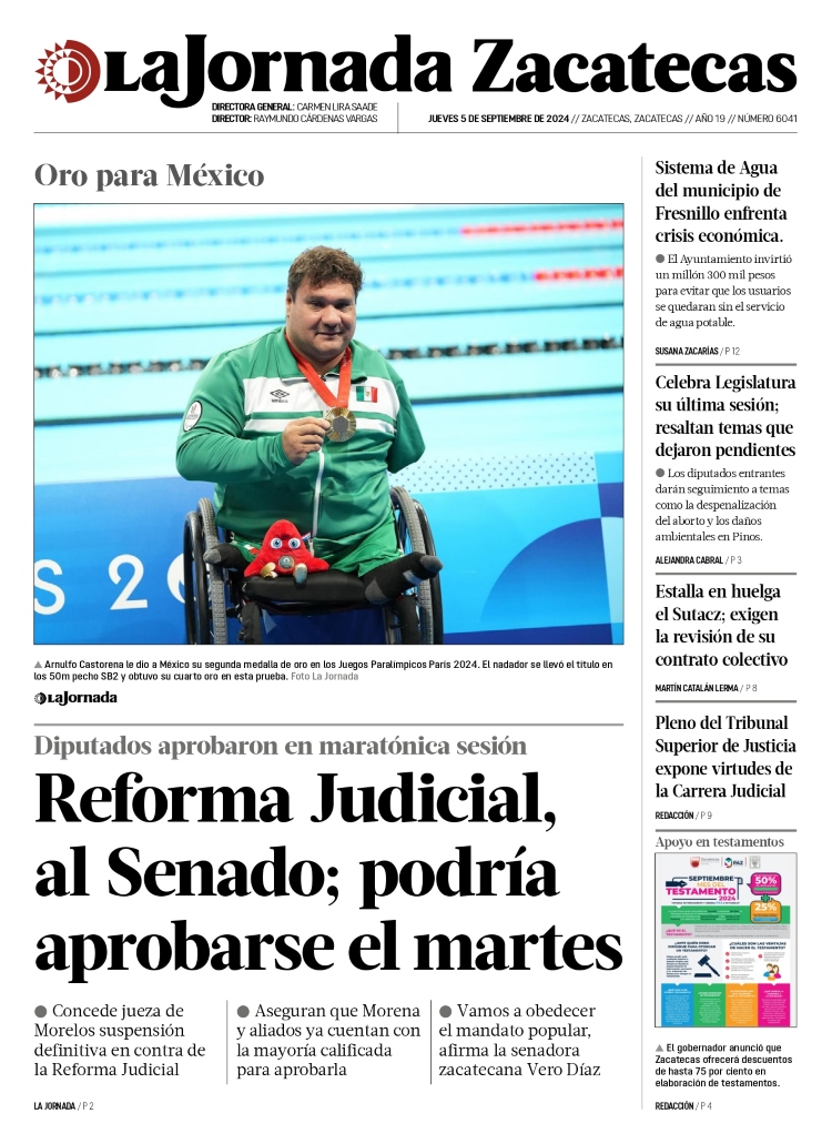 05 de Septiembre de 2024 – Reforma Judicial, al Senado; podría aprobarse el martes