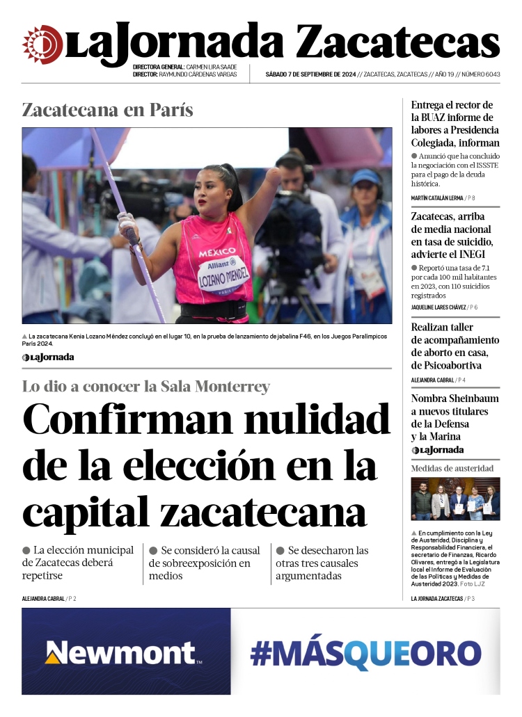 07 de Septiembre de 2024 – Confirman nulidad de la elección en la capital zacatecana