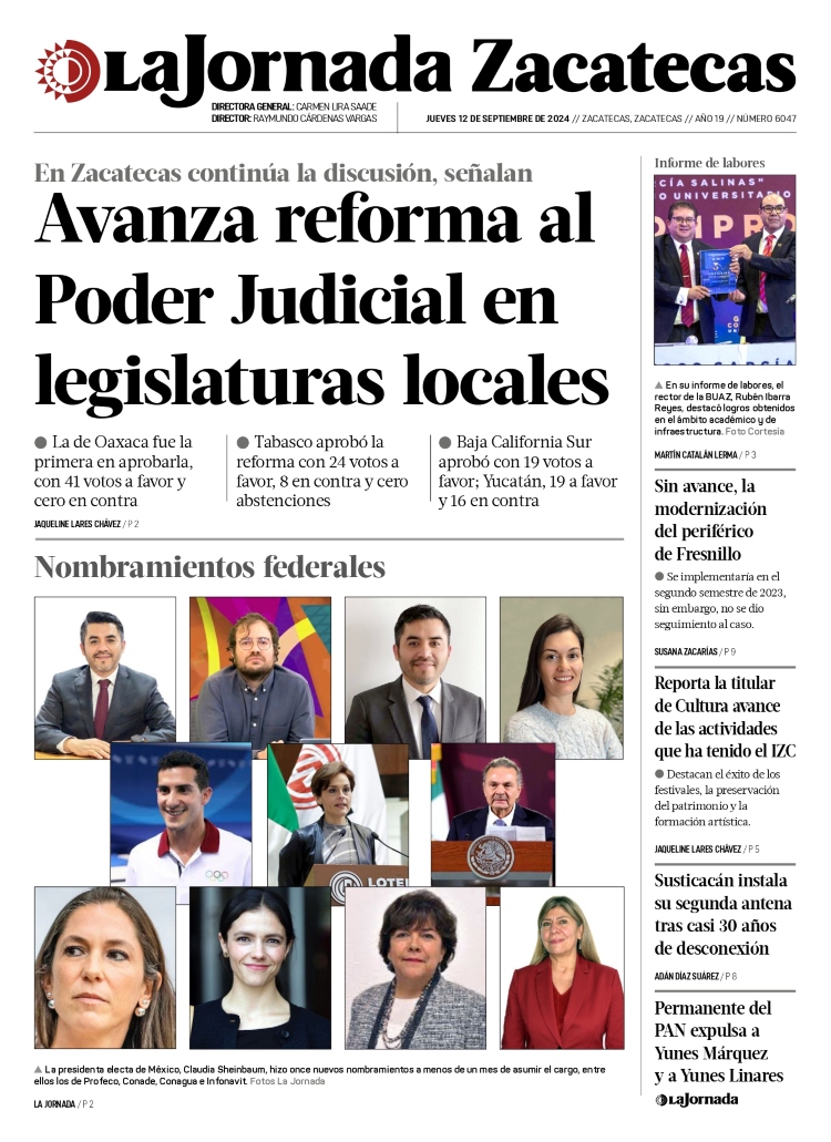 12 de Septiembre de 2024 – Avanza reforma al Poder Judicial en legislaturas locales