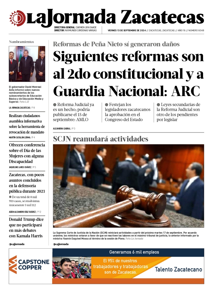 13 de Septiembre de 2024 – Siguientes reformas son al 2do constitucional y a Guardia Nacional: ARC