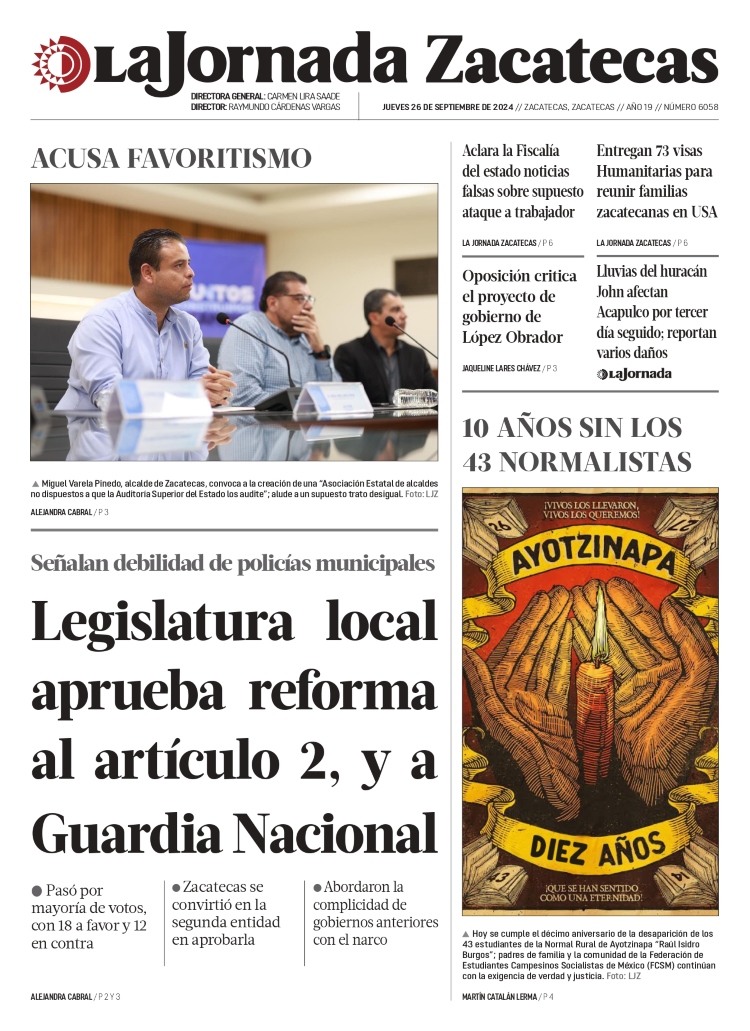 26 de Septiembre de 2024 – Legislatura local aprueba reforma al artículo 2, y a Guardia Nacional