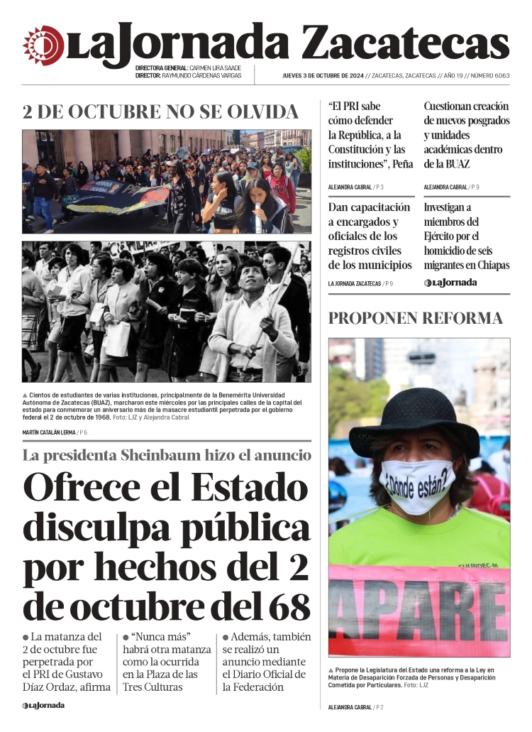03 de Octubre de 2024 – 2 DE OCTUBRE NO SE OLVIDA