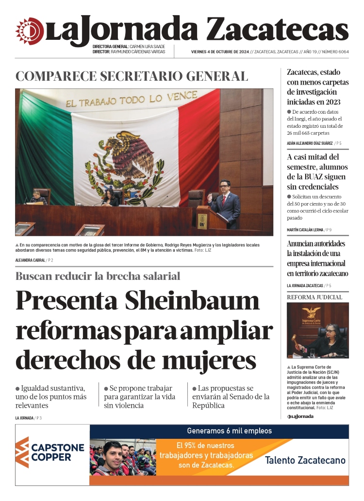 04 de Octubre de 2024 – Presenta Sheinbaum reformas para ampliar derechos de mujeres