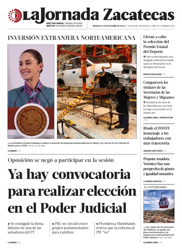 16 de Octubre de 2024 – Ya hay convocatoria para realizar elección en el Poder Judicial